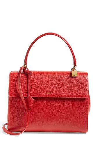 Saint Laurent + Large Moujik Leather Satchel in Red