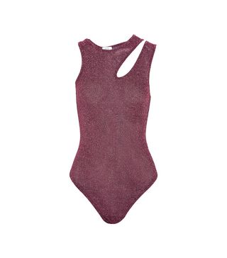 Alix + Astor Cutout Metallic Stretch-Knit Bodysuit