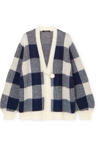Mother of Pearl + Blake Checked Jacquard-Knit Cardigan