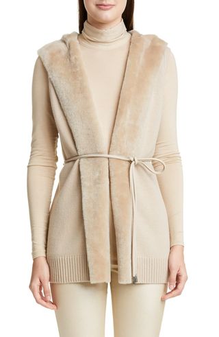 Lafayette 148 New York + Wool & Cashmere Vest with Genuine Shearling Trim