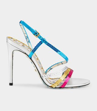 Gucci + Metallic Leather Sandal With Sequins