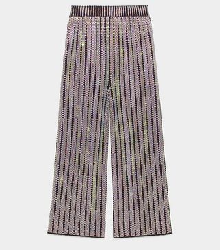 Gucci + Crystal Embroidered Ribbed Knit Pant