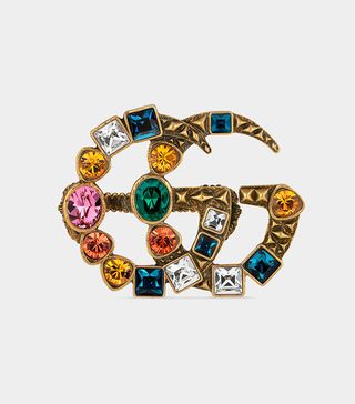 Gucci + Crystal Double G Multi-Finger Ring