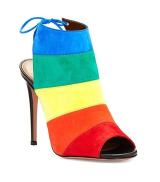 Aquazzura + Rainbow Striped Suede Sandals