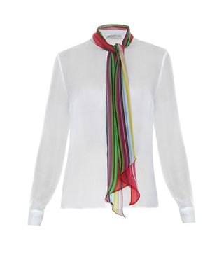 Mary Katrantzou + Folia Rainbow-Scarf Chiffon Blouse