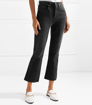 Khaite + Benny Cropped High-Rise Flared Jeans