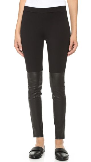 Vince + Mixed Media Leather Trimmed Leggings