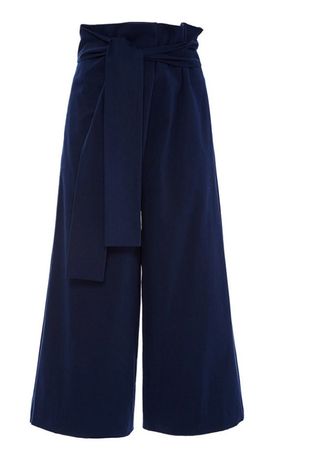 Tibi + Navy Luxe Brushed Cotton Twill Pants