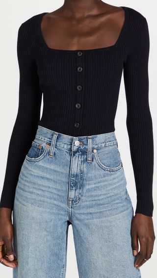 Madewell + Square Neck Slim Super Crop Cardigan