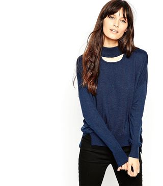 ASOS Petite + High Neck Sweater with Cut Out