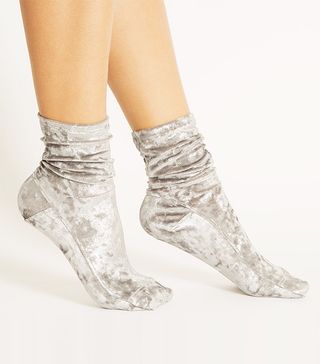 Darner + Silver Crushed Velvet Socks