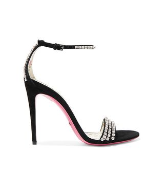 Gucci + Isle Crystal-Embellished Suede Sandals