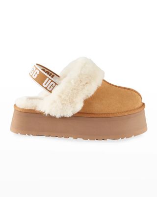 Ugg + Funkette Suede Shearling Platform Slippers