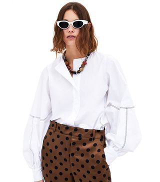 Zara + Blouse With Contrasting Topstitching