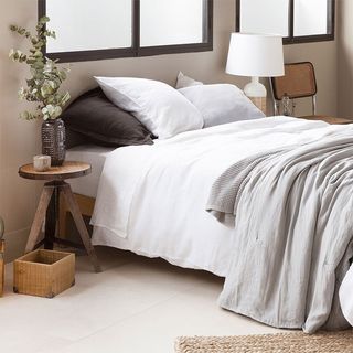 Zara Home + White Linen Duvet Cover