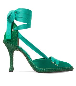 Castañer x Manolo Blahnik + By Night Satin and Raffia Pumps