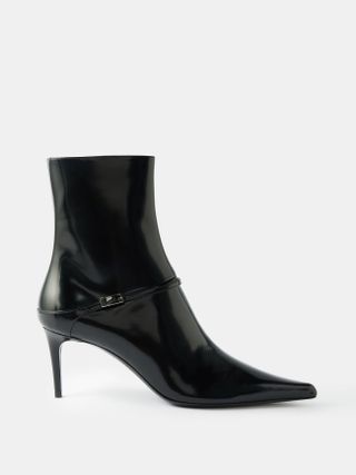 Saint Laurent + Vendome 70 Patent-Leather Ankle Boots