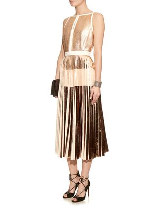 Proenza Schouler + Metallic Pleated Dress