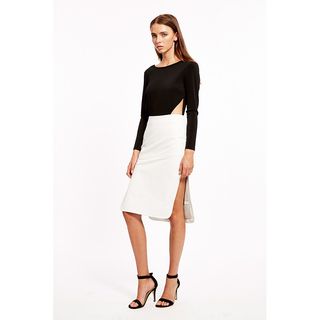 MLM Label + Curve Side Leather Pencil Skirt