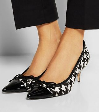 Lucy Choi London + Tomoroa Houndstooth Calf Hair and Patent Leather Pumps