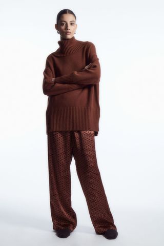 COS + Oversized Pure Cashmere Roll-Neck Jumper in Rust