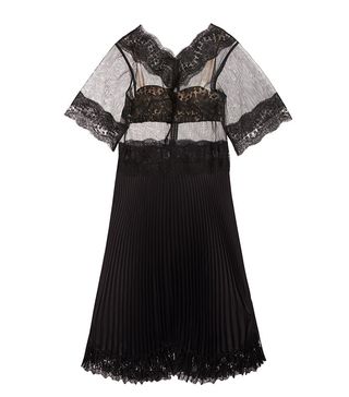 Christopher Kane + Lace-Panelled Tulle and Plissé-Satin Dress