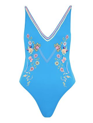 Topshop + Embroidered Swimsuit