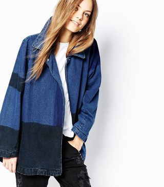 Waven + Denim Oversized Patchwork Overcoat