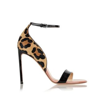 Franceso Russo + Leopard-Print Calf Hair and Patent-Leather Sandals