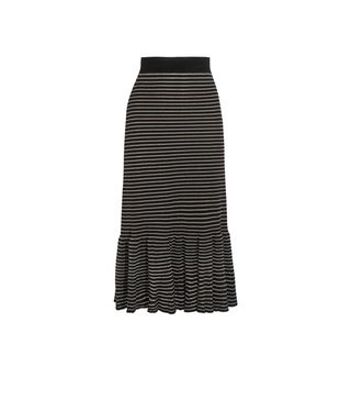 Sonia Rykiel + Metallic Stripe Cotton-Blend Midi Skirt
