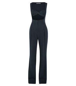 Alessandra Rich + Pinstriped Silk-Blend Jumpsuit