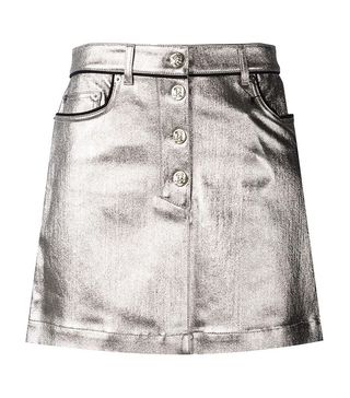 Sonia Rykiel + Metallic Coated Denim Skirt