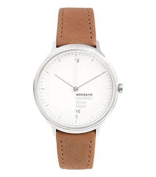 Mondaine + Helvetica No1 Light Stainless Steel and Leather Watch
