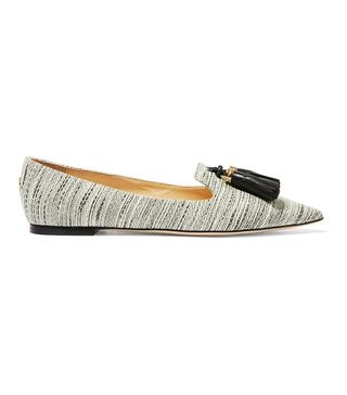 Jimmy Choo + Gabby Tasseled Tweed Point-Toe Flats