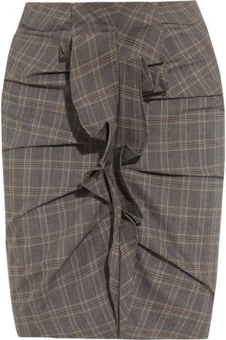 Isabel Marant + Noora Ruffled Plaid Stretch-Cotton Skirt