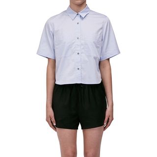 T By Alexander Wang + Cropped Short Sleeve Shirt