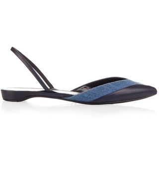 Pierre Hardy + Pixie Leather and Denim Ballet Flats