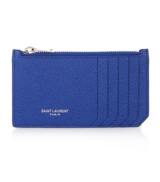 Saint Laurent + Leather Zip-Up Card Holder