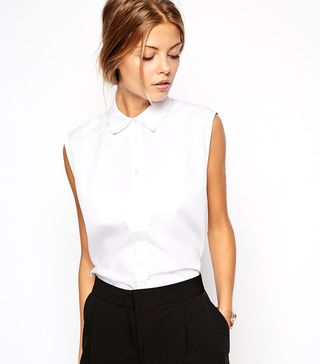 ASOS + White Sleeveless Shirt