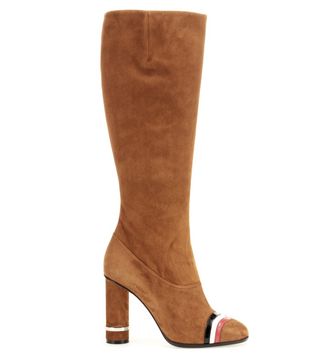 Loewe + Column Ring Suede Knee-High Boots