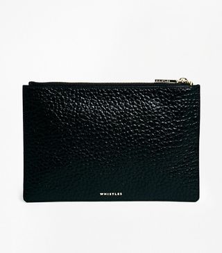 Whistles + Bubble Leather Clutch in Black