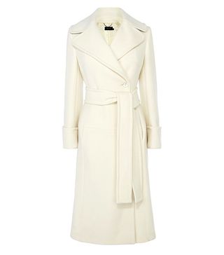 Karen Millen + Winter White Long Line Belted Coat