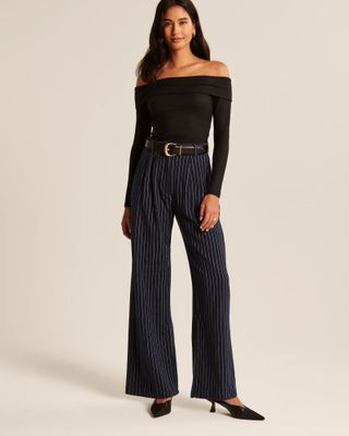 Abercrombie & Fitch + Brushed Suiting Tailored Wide Leg Pants