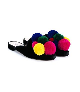 Natasha Zinko + Pom Pom Trimmed Slippers