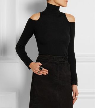 Donna Karan New York + Cutout Cashmere-Blend Turtleneck Sweater