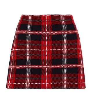Miu Miu + Tartan Wool Tweed Mini Skirt