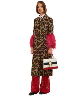 Gucci + Jacquard Fur Cuff Coat