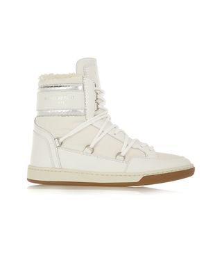 Saint Laurent + Shearling-Lined High-Top Sneakers