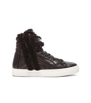 Pierre Hardy + Les Baskets Nappa and Shearling Sneakers