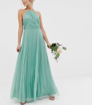ASOS Design + Bridesmaid Pinny Maxi Dress With Ruched Bodice